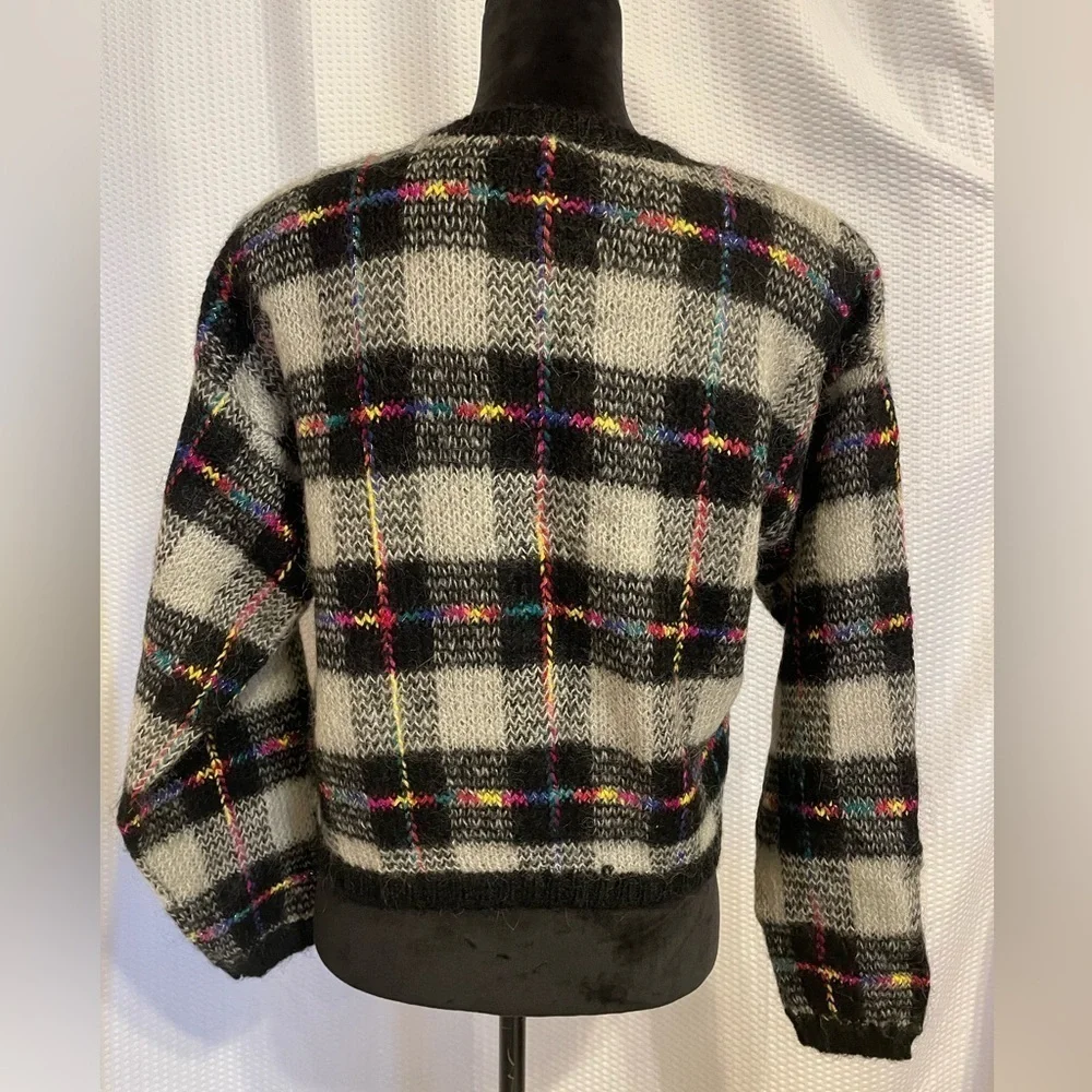 One Step Up Multicolor Checkered Long Sleeve Cardigan Sweater Size M